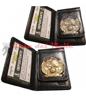 Portafoglio ASCOT verticale in cuoio Carabinieri con placca distintivo Argento oppure Oro con clip