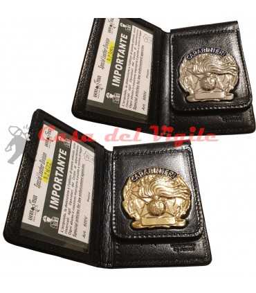 Portafoglio ASCOT verticale in cuoio Carabinieri con placca distintivo Argento oppure Oro con clip