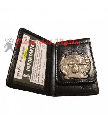 Portafoglio ASCOT verticale in cuoio Carabinieri con placca distintivo Argento oppure Oro con clip