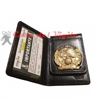 Portafoglio ASCOT verticale in cuoio Carabinieri con placca distintivo Argento oppure Oro con clip