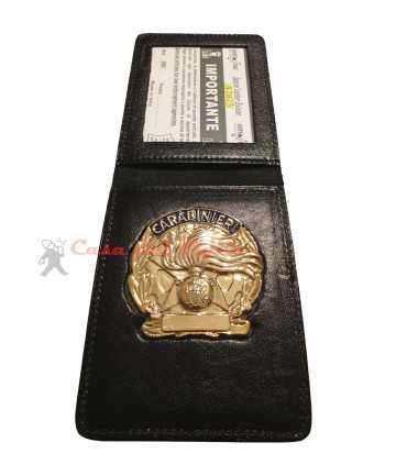 Porta tesserino e placca ASCOT in cuoio Carabinieri con placca Argento o Oro portatessera portaplacca