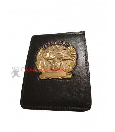 Porta tesserino e placca ASCOT in cuoio Carabinieri con placca Argento o Oro portatessera portaplacca