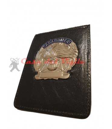 Porta tesserino e placca ASCOT in cuoio Carabinieri con placca Argento o Oro portatessera portaplacca