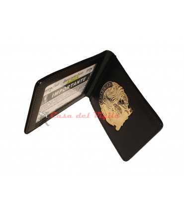 Porta tesserino e placca ASCOT in cuoio Carabinieri con placca Argento o Oro portatessera portaplacca