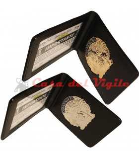 Porta tesserino e placca ASCOT in cuoio Carabinieri con placca Argento o Oro portatessera portaplacca
