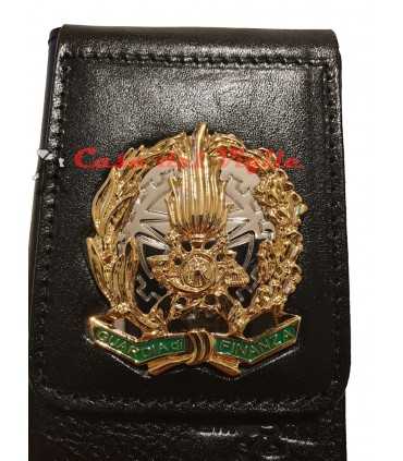 Portafoglio ASCOT verticale in cuoio GUARDIA DI FINANZA con placca distintivo in metallo con clip estraibile GDF