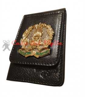 Portafoglio ASCOT verticale in cuoio GUARDIA DI FINANZA con placca distintivo in metallo con clip estraibile GDF