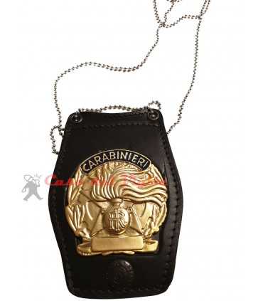 Porta placca Vega Holster con placca estraibile in metallo Carabinieri Argento o Oro a collana da collo o da cintura