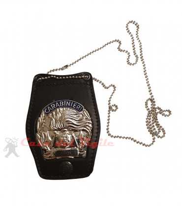 Porta placca Vega Holster con placca estraibile in metallo Carabinieri Argento o Oro a collana da collo o da cintura