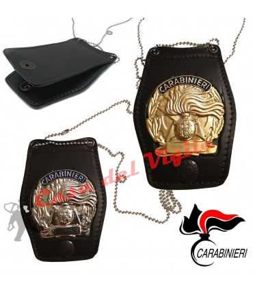Porta placca Vega Holster con placca estraibile in metallo Carabinieri Argento o Oro a collana da collo o cintura