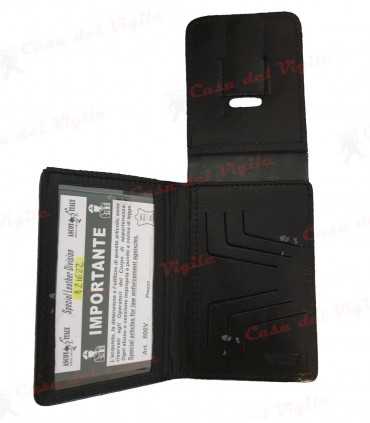 Portafoglio ASCOT verticale in cuoio Carabinieri con placca distintivo Argento oppure Oro con clip