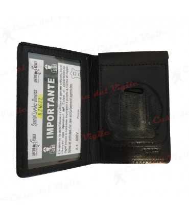 Portafoglio ASCOT verticale in cuoio Carabinieri con placca distintivo Argento oppure Oro con clip