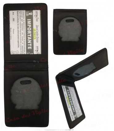 Porta tesserino e placca ASCOT in cuoio Carabinieri con placca Argento o Oro portatessera portaplacca