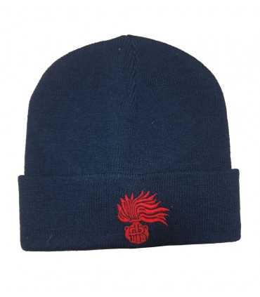 Zuccotto-type cap in wool with Carabinieri Flame embroidery Silver Gold Skullcap CC