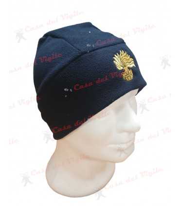 Papalina zuccotto in pile blu con fiamma Carabinieri Oro o Argento