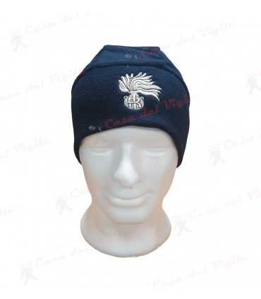 Papalina zuccotto in pile blu con fiamma Carabinieri Oro o Argento