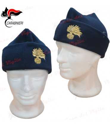 Papalina zuccotto in pile blu a tre punte cappello con fiamma Carabinieri Oro o Argento