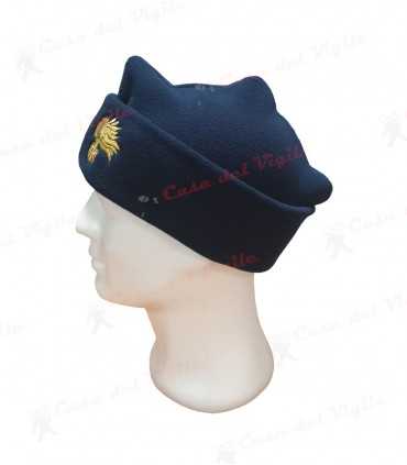 Papalina zuccotto in pile blu a tre punte cappello con fiamma Carabinieri Oro o Argento