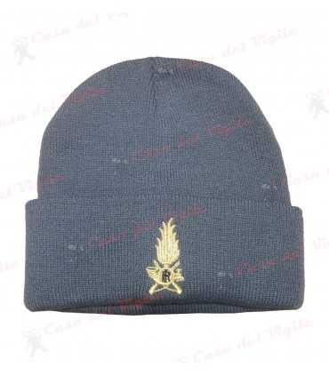 Papalina zuccotto in lana Grigio con fiamma oro Guardia di Finanza ricamata Cappello GDF
