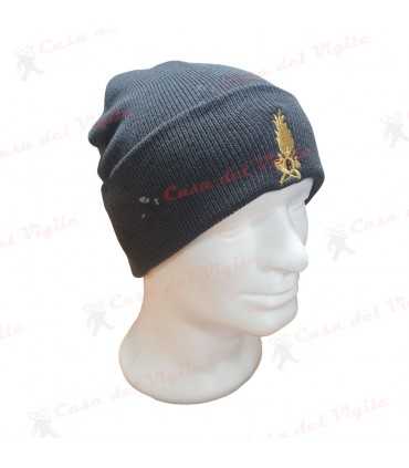 Papalina zuccotto in lana Grigio con fiamma oro Guardia di Finanza ricamata Cappello GDF