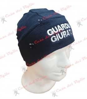 Papalina zuccotto in pile BLU con ricamo GUARDIA GIURTA Oro o Bianco Cappello GPG Vigilanza