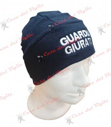 Papalina zuccotto in pile BLU con ricamo GUARDIA GIURTA Oro o Bianco Cappello GPG Vigilanza