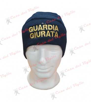Papalina zuccotto in pile BLU con ricamo GUARDIA GIURTA Oro o Bianco Cappello GPG Vigilanza