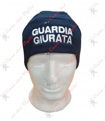 Papalina zuccotto in pile BLU con ricamo GUARDIA GIURTA Oro o Bianco Cappello GPG Vigilanza
