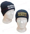 Papalina zuccotto in lana BLU con ricamo GUARDIA GIURTA Oro o Bianco Cappello GPG Vigilanza
