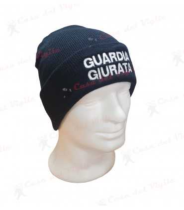 Papalina zuccotto in lana BLU con ricamo GUARDIA GIURTA Oro o Bianco Cappello GPG Vigilanza