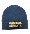 Papalina zuccotto in lana BLU con ricamo GUARDIA GIURTA Oro o Bianco Cappello GPG Vigilanza