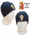 Papalina zuccotto in pile BLU con ricamo POLIZIA DI STATO Oro Cappello PS