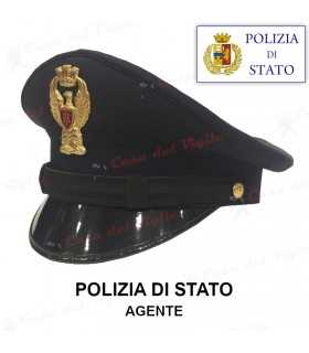 Berretto AGENTE di Polizia di Stato completo da divisa Colore BLU d'ordinanza PS con soggolo in tessuto