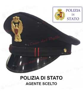 Berretto AGENTE SCELTO di Polizia di Stato completo da divisa Colore BLU d'ordinanza PS con soggolo in tessuto