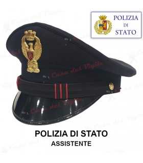 Berretto ASSISTENTE di Polizia di Stato completo da divisa Colore BLU d'ordinanza PS con soggolo in tessuto