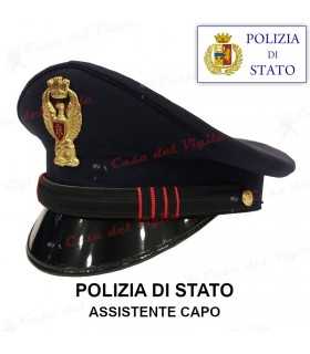 Berretto ASSISTENTE CAPO di Polizia di Stato completo da divisa Colore BLU d'ordinanza PS con soggolo in tessuto