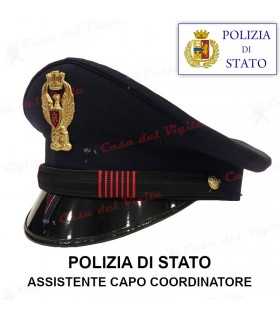 Berretto ASSISTENTE CAPO COORDINATORE di Polizia di Stato completo da divisa Colore BLU d'ordinanza PS con soggolo in tessuto