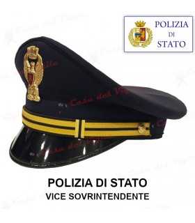 Berretto VICE SOVRINTENDENTE di Polizia di Stato completo da divisa Colore BLU d'ordinanza PS con soggolo in tessuto