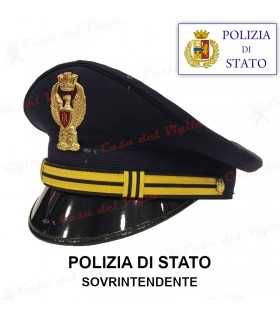 Berretto SOVRINTENDENTE di Polizia di Stato completo da divisa Colore BLU d'ordinanza PS con soggolo in tessuto