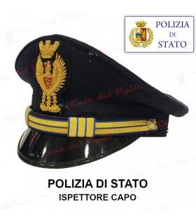 Berretto ISPETTORE CAPO di Polizia di Stato completo DIADEMA da divisa Colore BLU PS fregio in metallo o ricamato