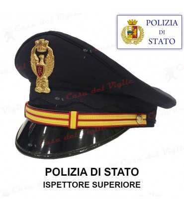 Berretto ISPETTORE SUPERIORE di Polizia di Stato completo DIADEMA da divisa Colore BLU PS fregio in metallo o ricamato