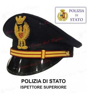 Berretto ISPETTORE SUPERIORE di Polizia di Stato completo DIADEMA da divisa Colore BLU PS fregio in metallo o ricamato