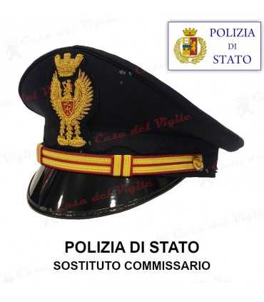 Berretto SOSTITUTO COMMISSARIO di Polizia di Stato completo DIADEMA da divisa Colore BLU PS fregio in metallo o ricamato