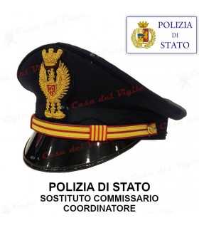 Berretto SOSTITUTO COMMISSARIO COORDINATORE di Polizia di Stato DIADEMA da divisa Colore BLU PS fregio in metallo o ricamato