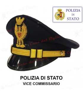 Berretto VICE COMMISSARIO di Polizia di Stato DIADEMA completo da divisa Colore BLU PS con fregio ricamato in canuttiglio