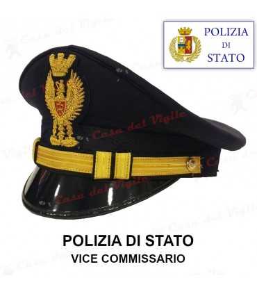 Berretto VICE COMMISSARIO di Polizia di Stato DIADEMA completo da divisa Colore BLU PS con fregio ricamato in canuttiglio