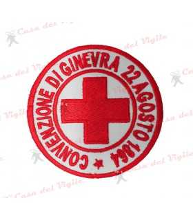 Patch a ricamo Croce Rossa Italiana convenzione di Ginevra da braccio tondo con velcro