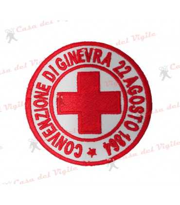 Patch a ricamo Croce Rossa Italiana convenzione di Ginevra da braccio tondo con velcro
