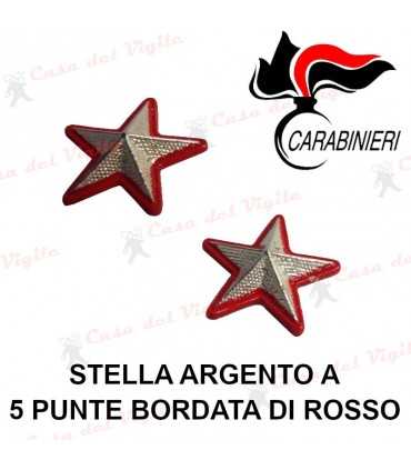Gradi in Metallo Comandante CC Stella argento a 5 punte bordata di rosso per divisa - Gradi metallici coppia stelle CARABINIERI