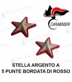 Gradi in Metallo Comandante CC Stella argento a 5 punte bordata di rosso per divisa - Gradi metallici coppia stelle CARABINIERI